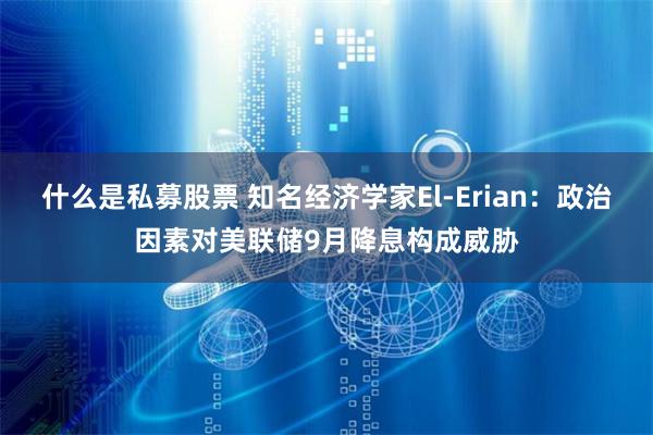 什么是私募股票 知名经济学家El-Erian：政治因素对美联储9月降息构成威胁